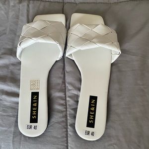 White square toe sandals